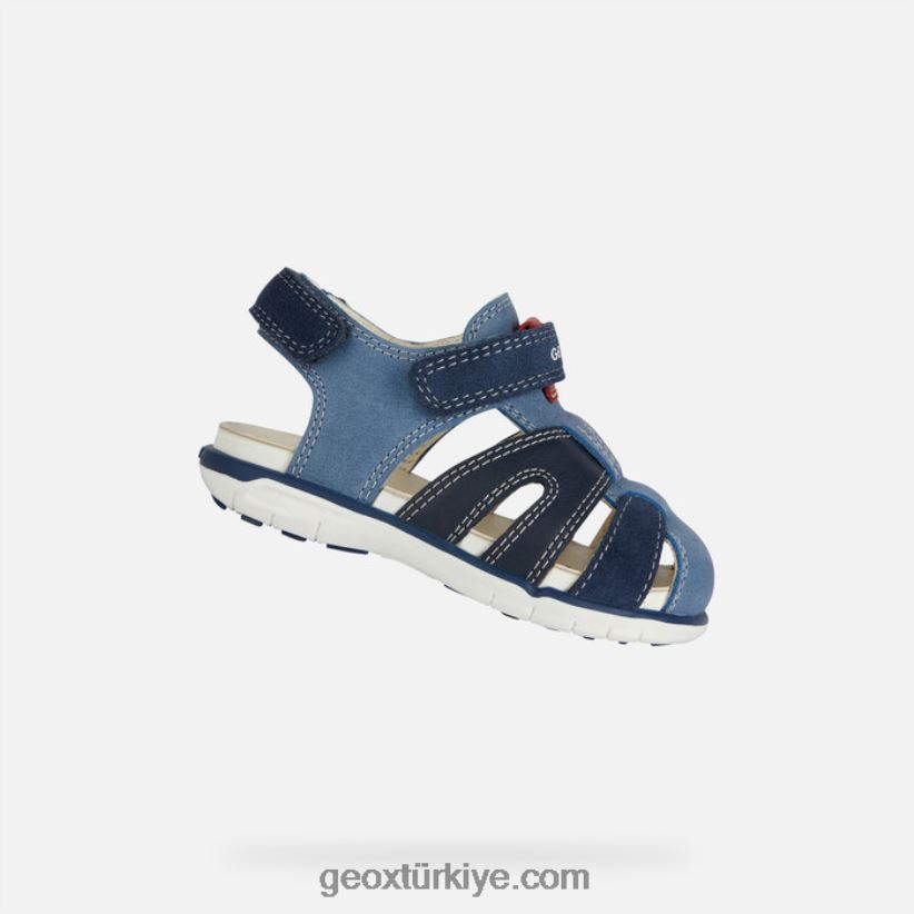 sandal delhi yürümeye başlayan çocuk Mavi kırmızı Geox B60TP61535
