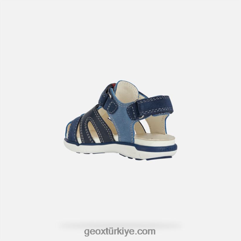 sandal delhi yürümeye başlayan çocuk Mavi kırmızı Geox B60TP61535