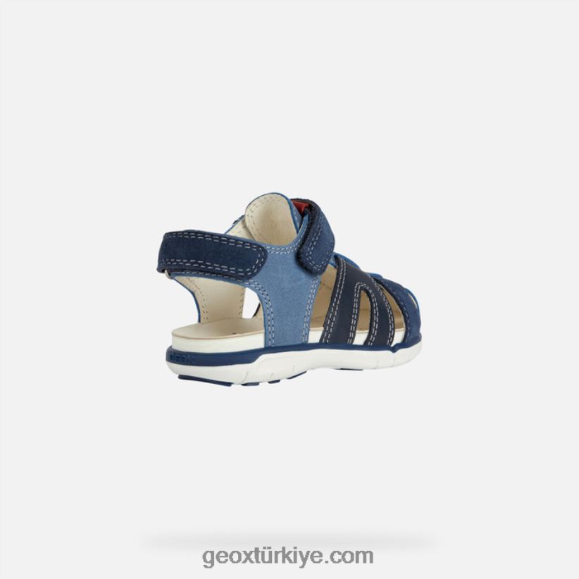 sandal delhi yürümeye başlayan çocuk Mavi kırmızı Geox B60TP61535