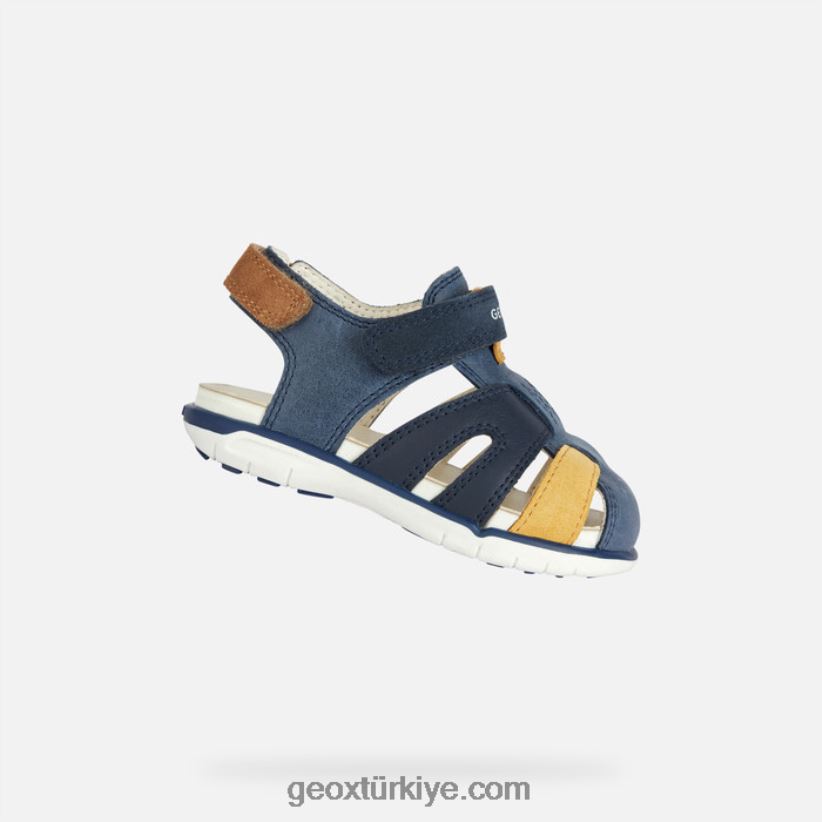 sandal delhi yürümeye başlayan çocuk lacivert/koyu sarı Geox B60TP62018