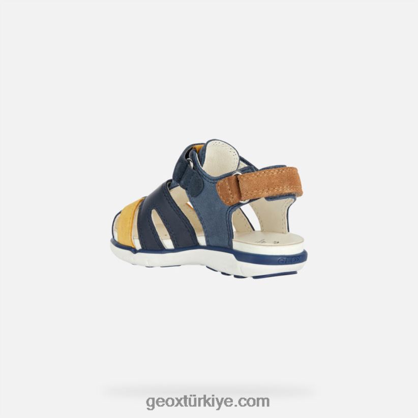 sandal delhi yürümeye başlayan çocuk lacivert/koyu sarı Geox B60TP62018