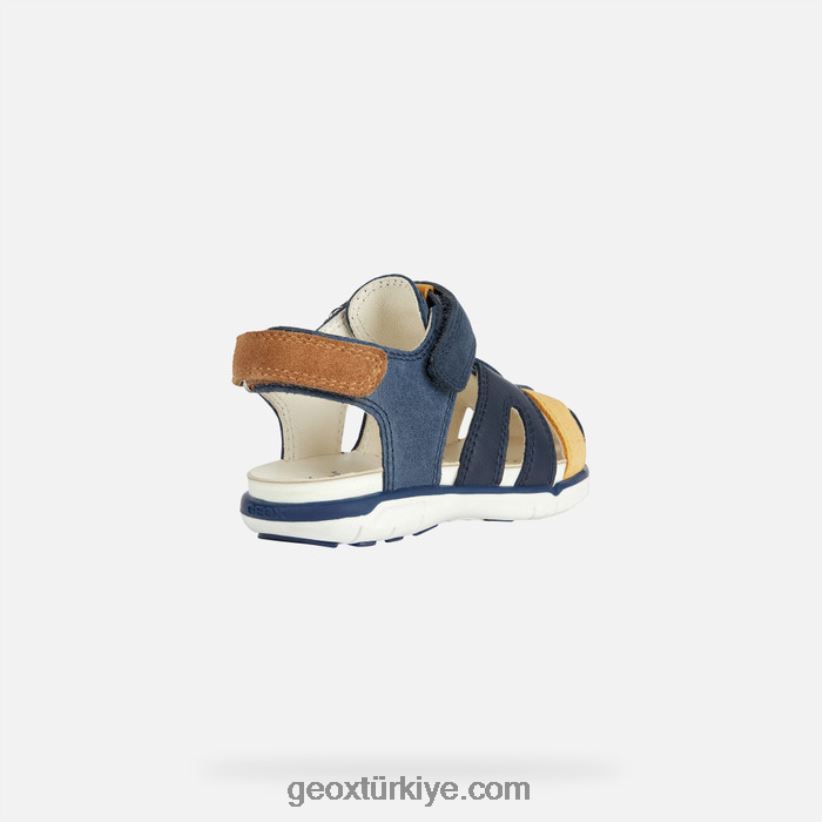 sandal delhi yürümeye başlayan çocuk lacivert/koyu sarı Geox B60TP62018