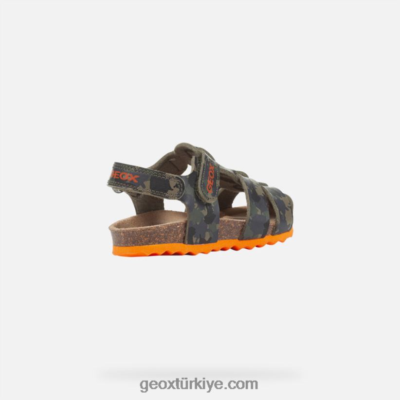 sandalet chaki yürümeye başlayan çocuk askeri/turuncu Geox B60TP61498