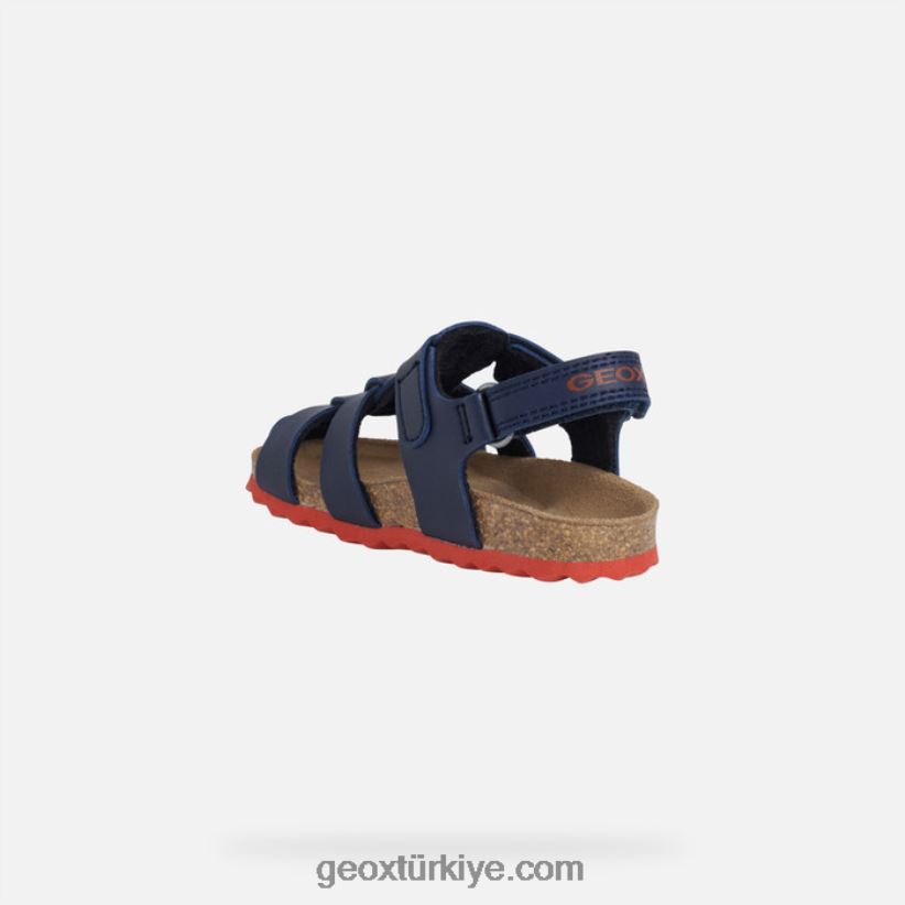 sandalet chaki yürümeye başlayan çocuk lacivert/kırmızı Geox B60TP61532