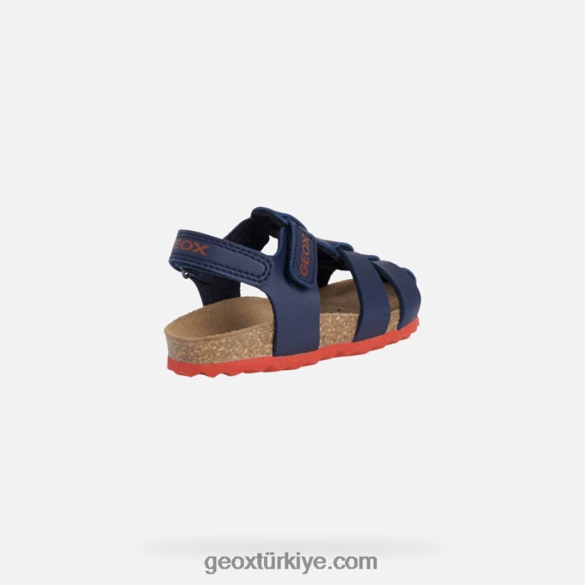 sandalet chaki yürümeye başlayan çocuk lacivert/kırmızı Geox B60TP61532