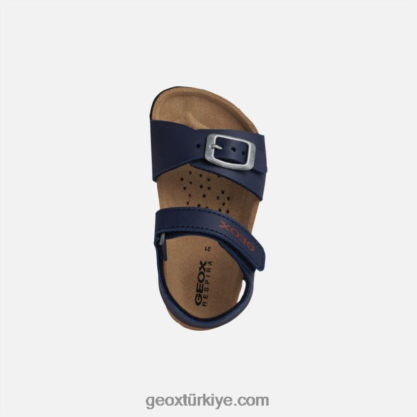 sandalet chaki yürümeye başlayan çocuk lacivert/koyu kırmızı Geox B60TP61587
