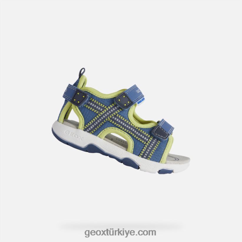 sandalet çok yürümeye başlayan çocuk açık mavi/kireç Geox B60TP61495