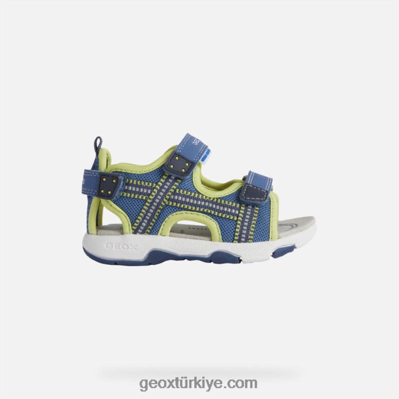 sandalet çok yürümeye başlayan çocuk açık mavi/kireç Geox B60TP61495