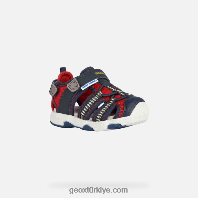 sandalet çok yürümeye başlayan çocuk kırmızı/lacivert Geox B60TP61434