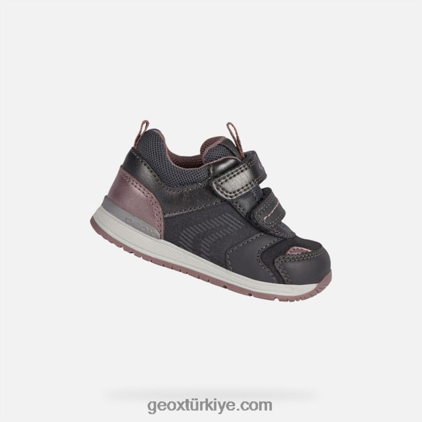 kız bebek koyu gri/pembe Geox B60TP61614