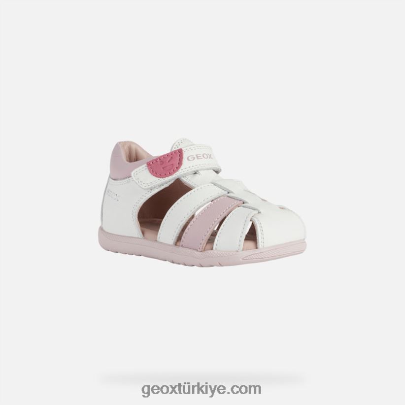 sandal macchia kız bebek Beyaz gül Geox B60TP61624