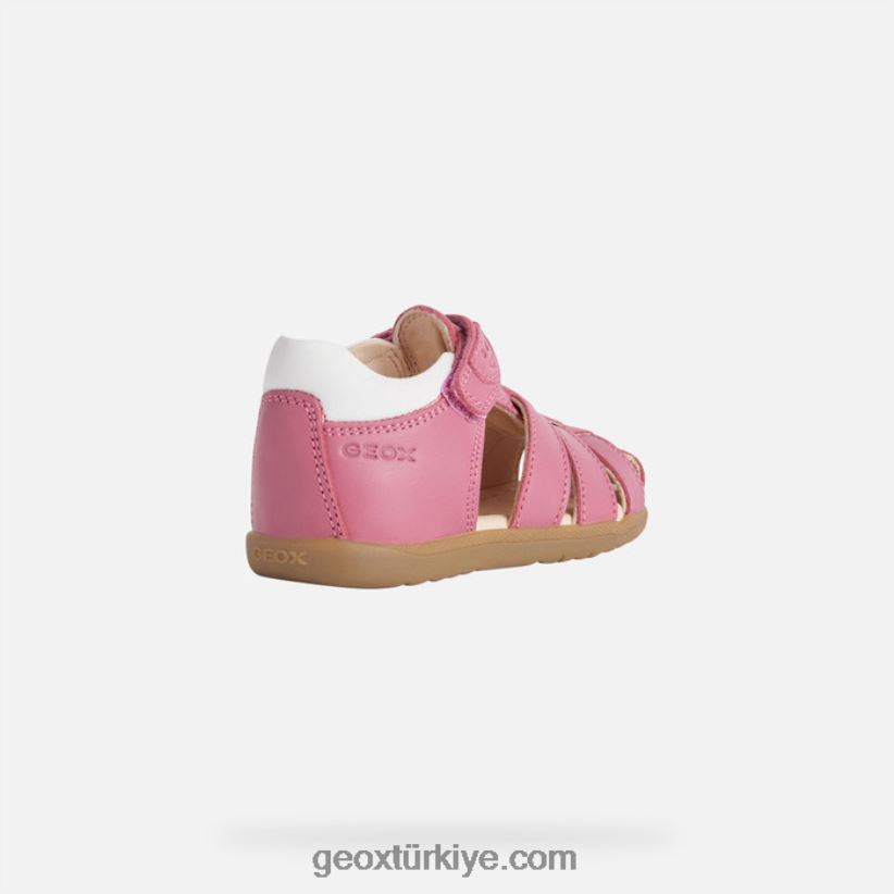 sandal macchia kız bebek fuşya/beyaz Geox B60TP61625
