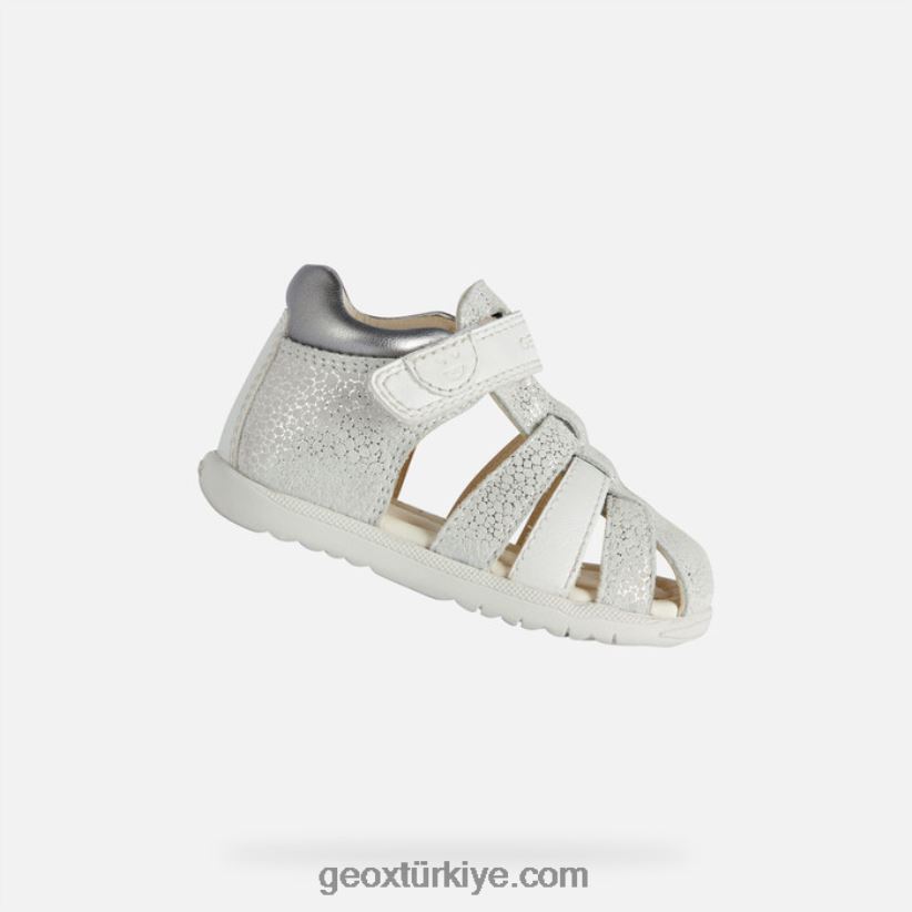 sandal macchia kız bebek kırık beyaz/gümüş Geox B60TP61477
