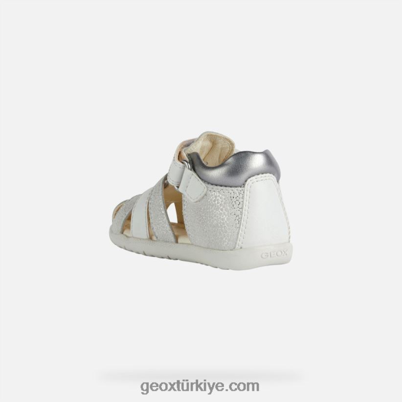 sandal macchia kız bebek kırık beyaz/gümüş Geox B60TP61477