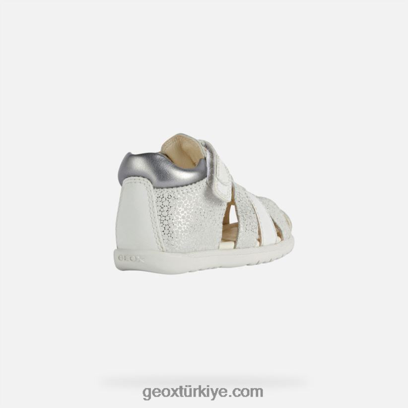 sandal macchia kız bebek kırık beyaz/gümüş Geox B60TP61477