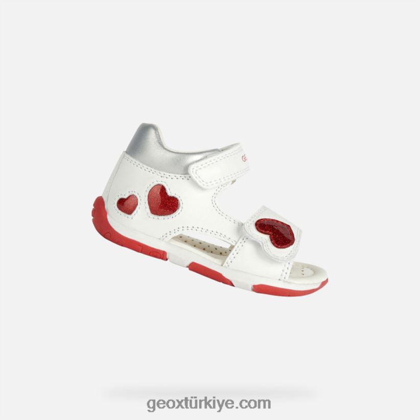 sandal tapuz kız bebek Beyaz kırmızı Geox B60TP62014