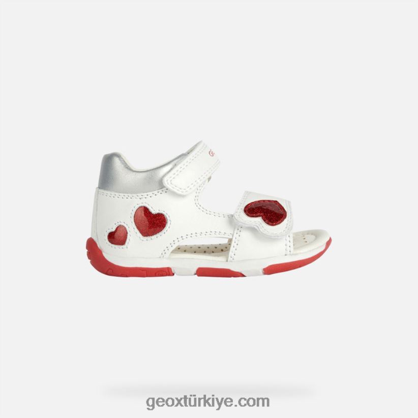 sandal tapuz kız bebek Beyaz kırmızı Geox B60TP62014