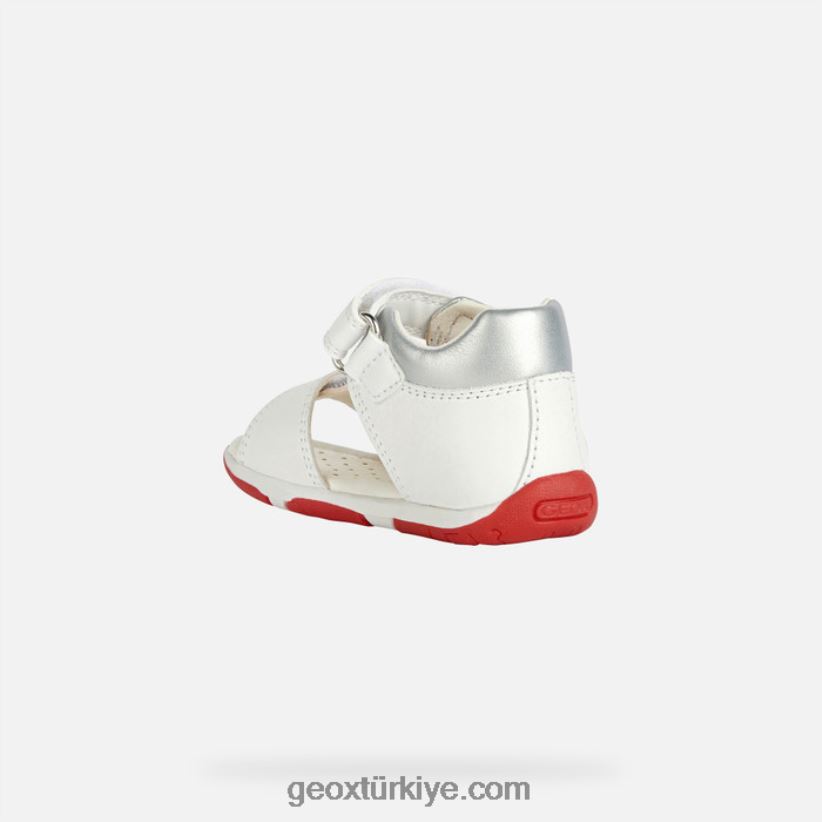 sandal tapuz kız bebek Beyaz kırmızı Geox B60TP62014