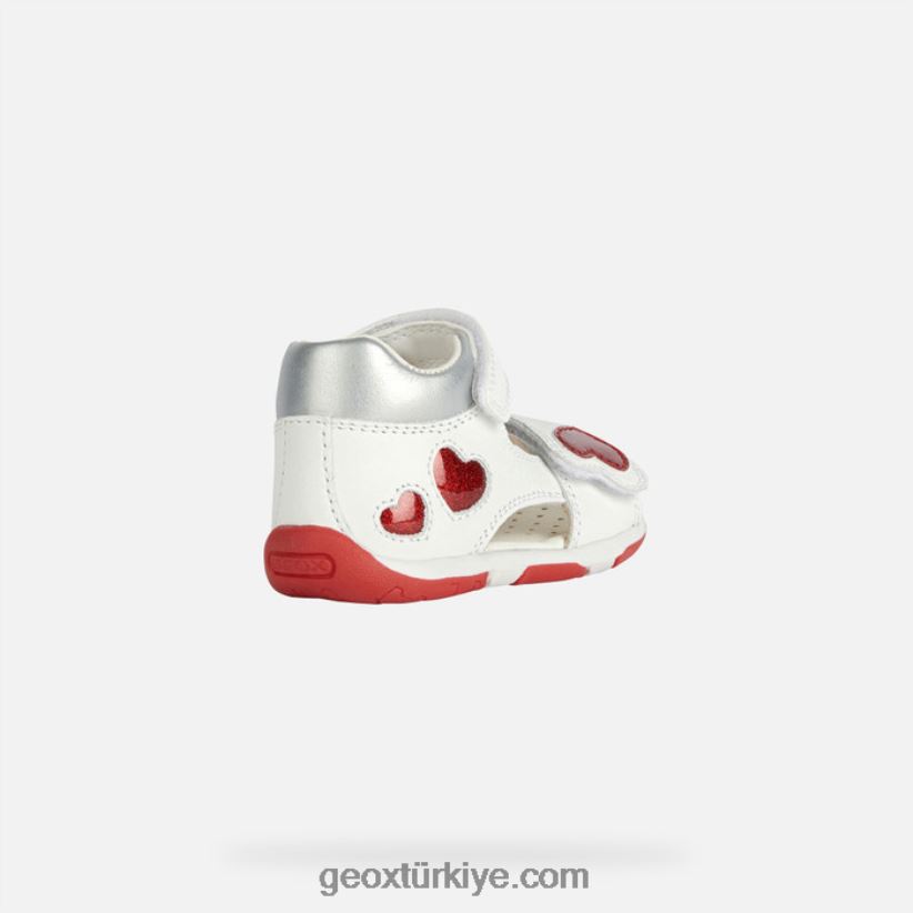sandal tapuz kız bebek Beyaz kırmızı Geox B60TP62014