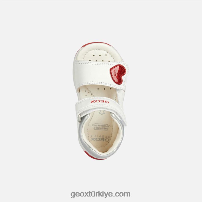 sandal tapuz kız bebek Beyaz kırmızı Geox B60TP62014