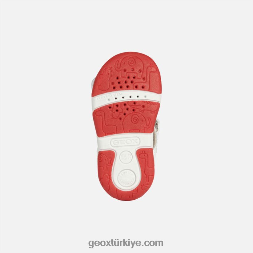 sandal tapuz kız bebek Beyaz kırmızı Geox B60TP62014