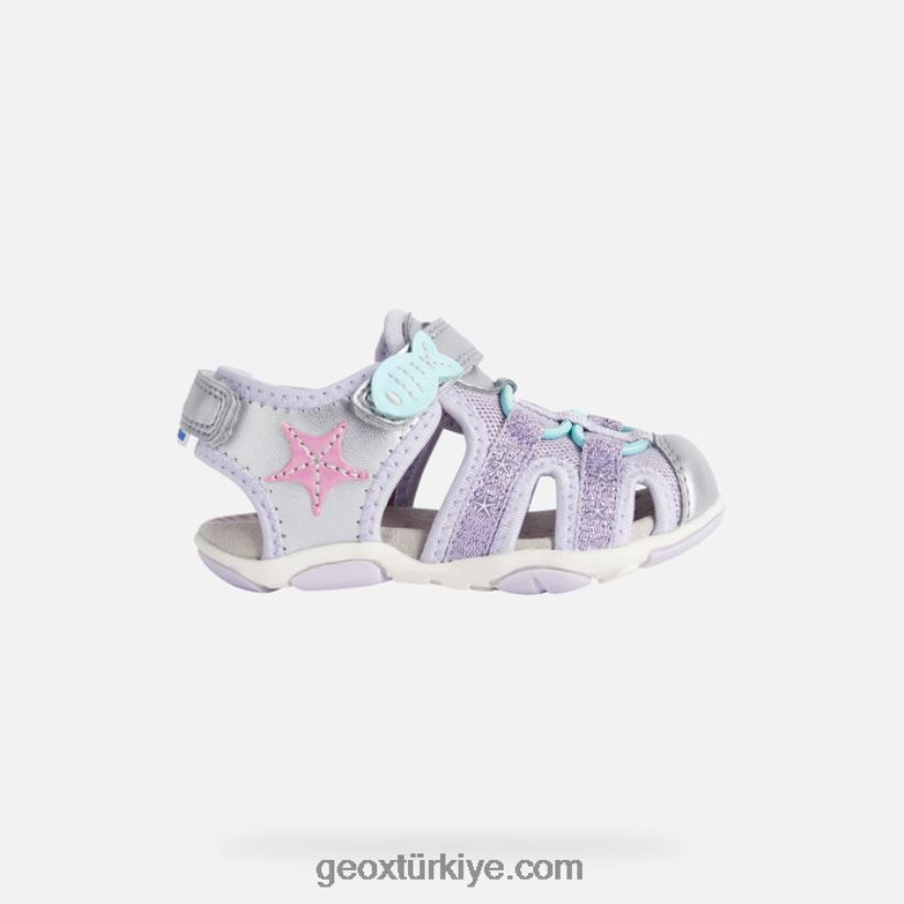 sandal agasim yürümeye başlayan çocuk gümüş/leylak Geox B60TP61595
