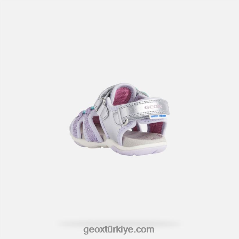 sandal agasim yürümeye başlayan çocuk gümüş/leylak Geox B60TP61595