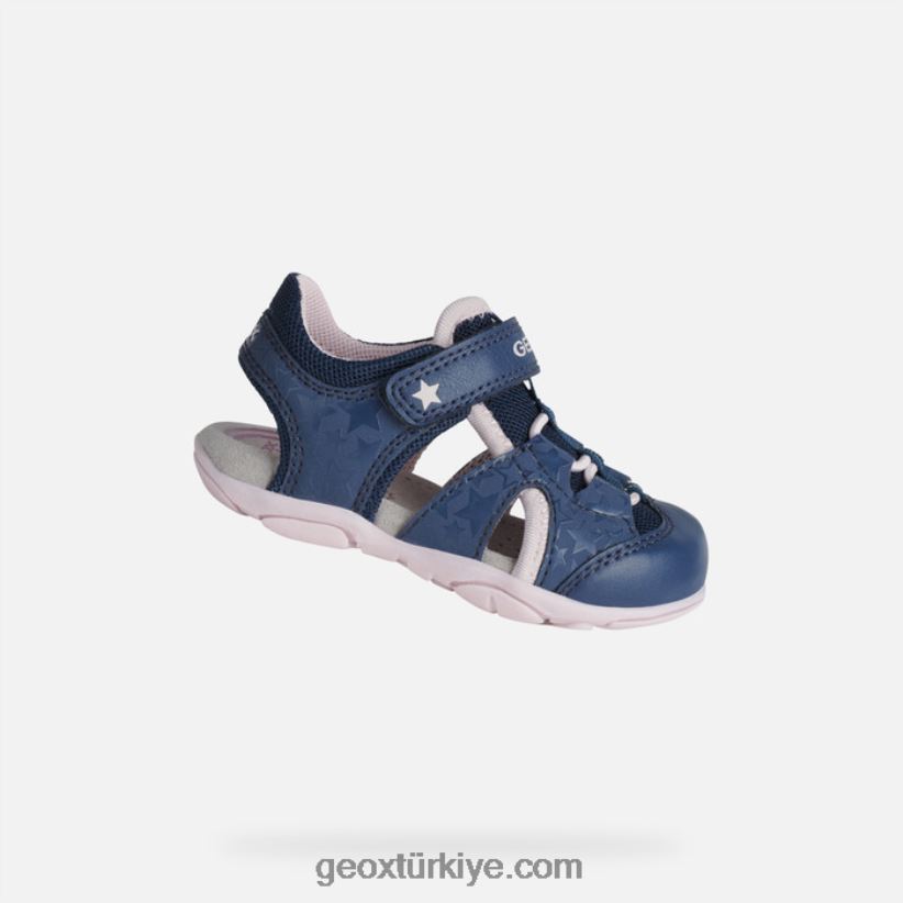 sandal agasim yürümeye başlayan çocuk lacivert/pembe Geox B60TP61514