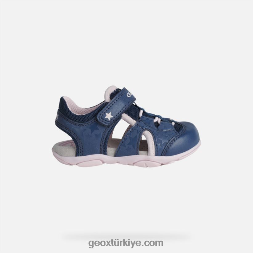 sandal agasim yürümeye başlayan çocuk lacivert/pembe Geox B60TP61514