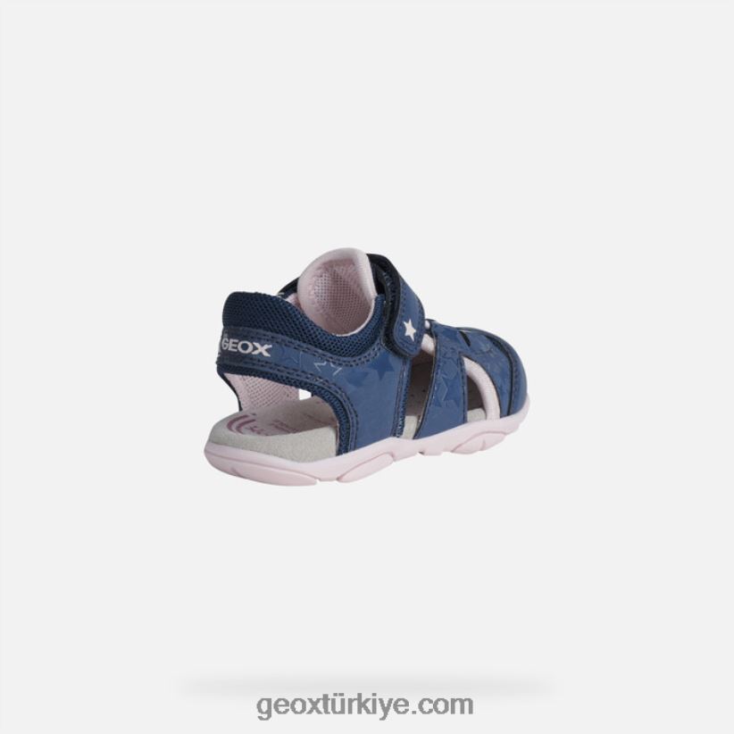 sandal agasim yürümeye başlayan çocuk lacivert/pembe Geox B60TP61514