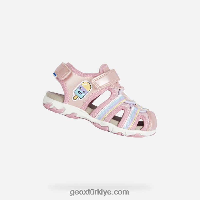 sandal flaffe yürümeye başlayan çocuk açık pembe Geox B60TP61441