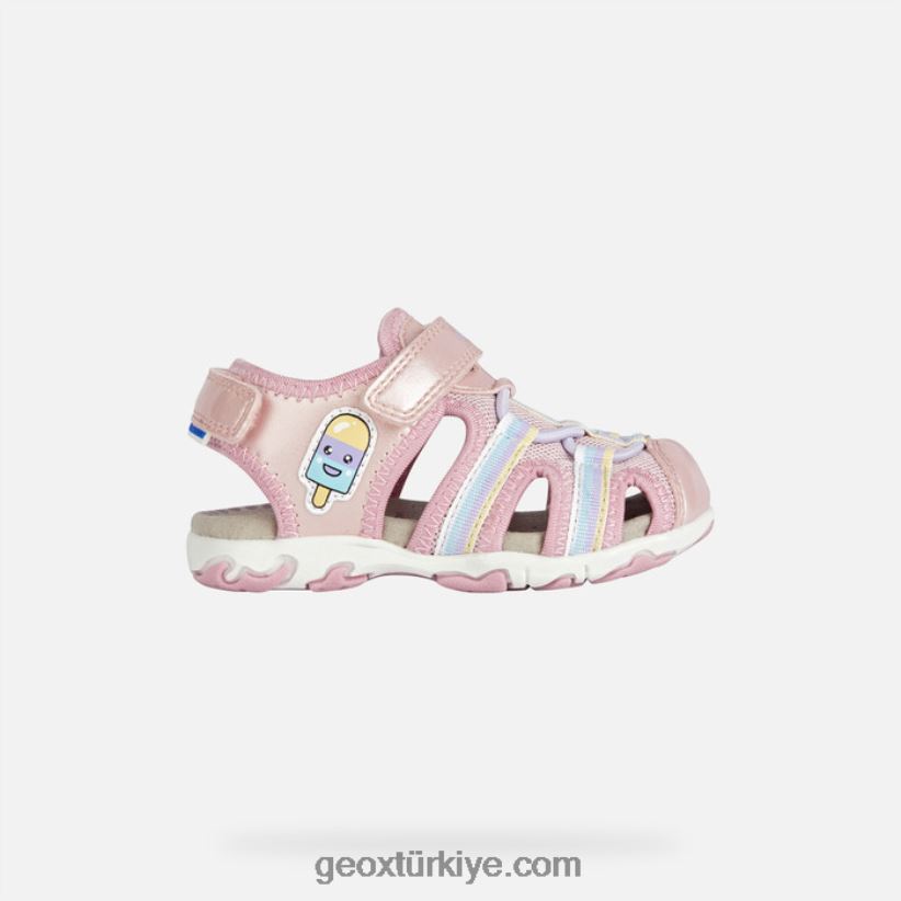 sandal flaffe yürümeye başlayan çocuk açık pembe Geox B60TP61441