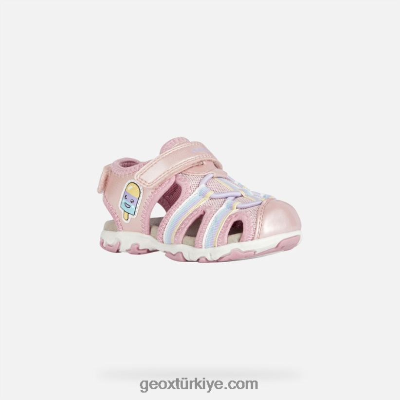 sandal flaffe yürümeye başlayan çocuk açık pembe Geox B60TP61441