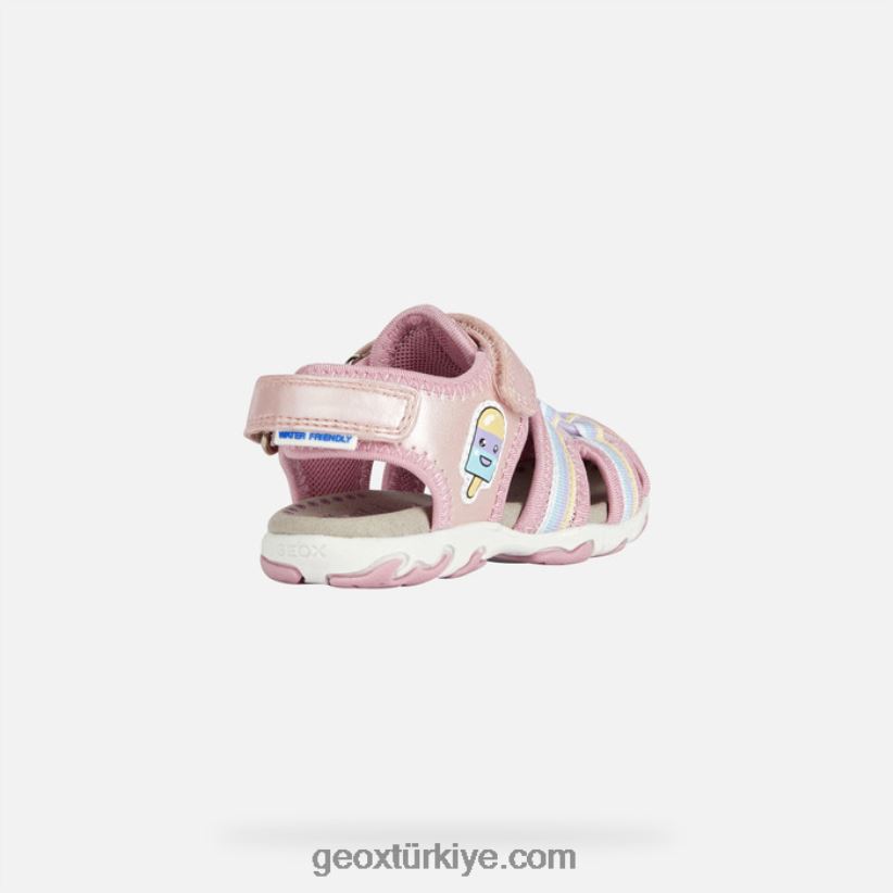 sandal flaffe yürümeye başlayan çocuk açık pembe Geox B60TP61441
