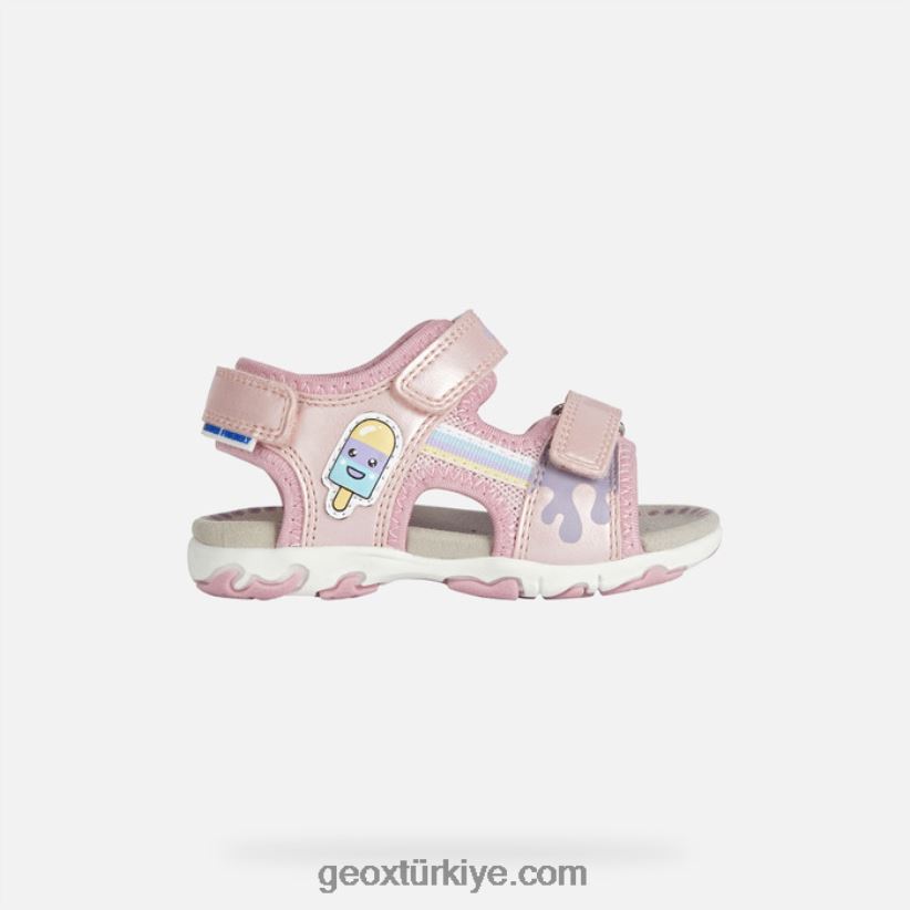 sandal flaffe yürümeye başlayan çocuk açık pembe Geox B60TP61565