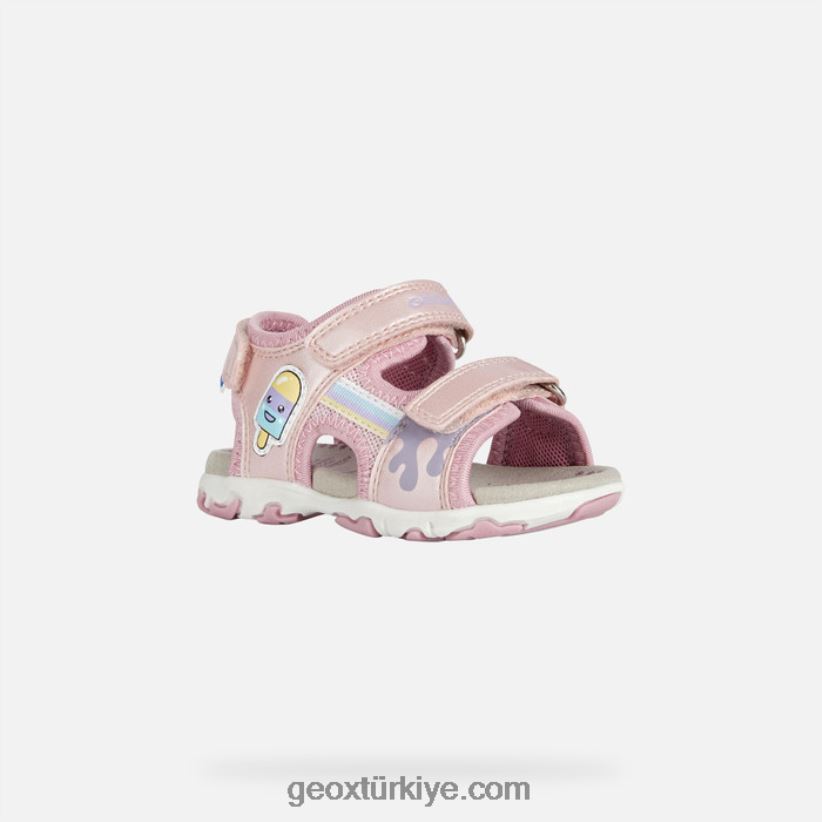 sandal flaffe yürümeye başlayan çocuk açık pembe Geox B60TP61565