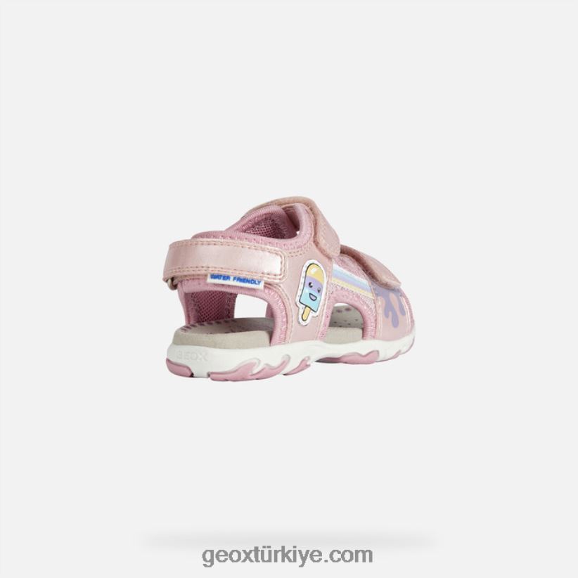 sandal flaffe yürümeye başlayan çocuk açık pembe Geox B60TP61565