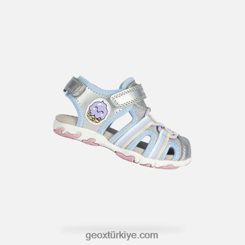 sandal flaffe yürümeye başlayan çocuk gümüş Geox B60TP62013