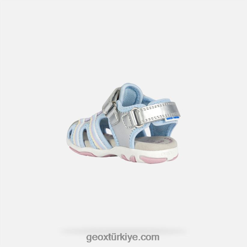 sandal flaffe yürümeye başlayan çocuk gümüş Geox B60TP62013
