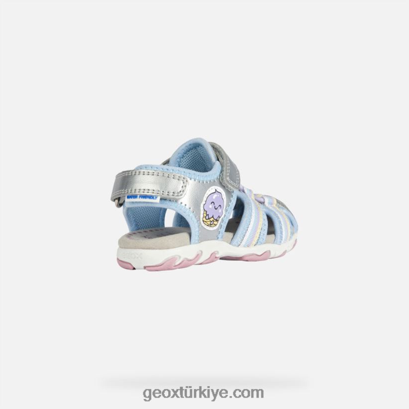 sandal flaffe yürümeye başlayan çocuk gümüş Geox B60TP62013