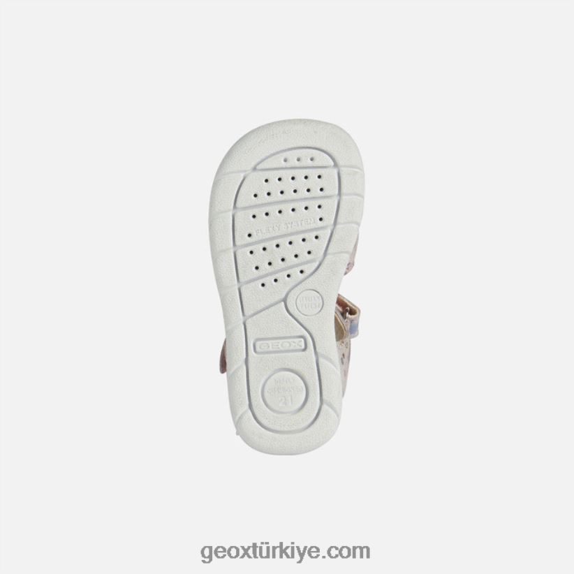sandalet alul yürümeye başlayan çocuk açık gül/gümüş Geox B60TP61549