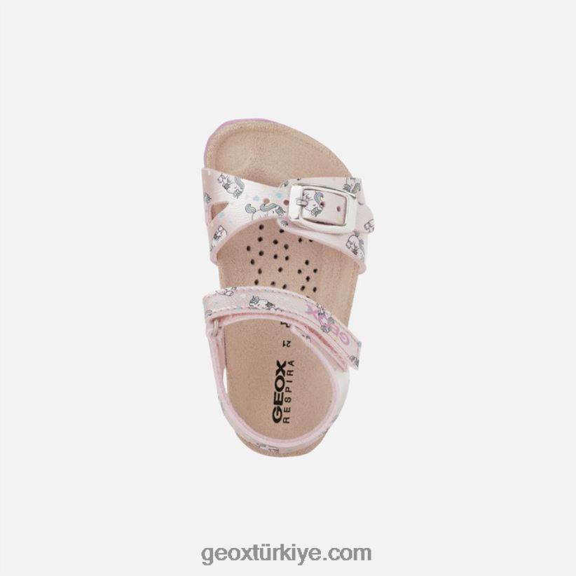sandalet chaki yürümeye başlayan çocuk açık pembe/fuşya Geox B60TP61631