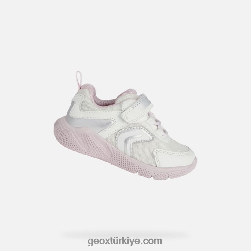 hızlı koşan bebek beyaz/pembe Geox B60TP61557