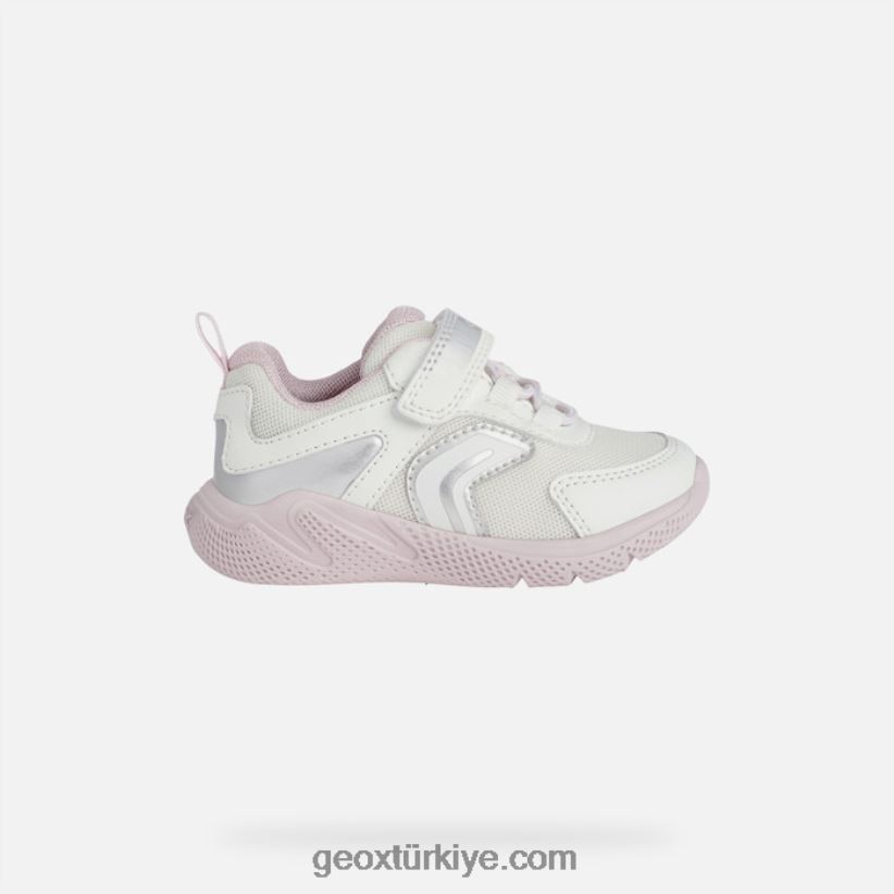 hızlı koşan bebek beyaz/pembe Geox B60TP61557