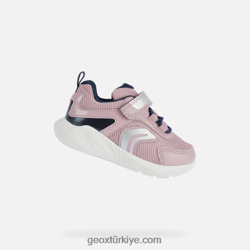 sprintye yürümeye başlayan çocuk açık gül/lacivert Geox B60TP61489