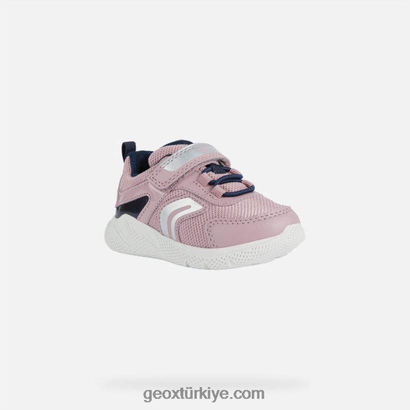 sprintye yürümeye başlayan çocuk açık gül/lacivert Geox B60TP61489