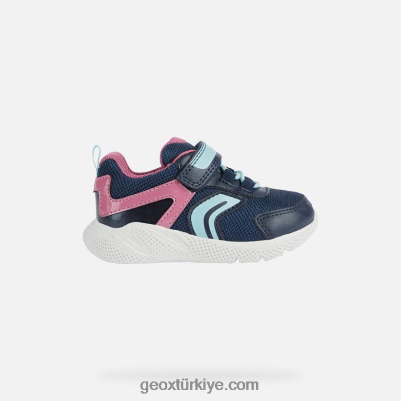 sprintye yürümeye başlayan çocuk lacivert/fuşya Geox B60TP61488