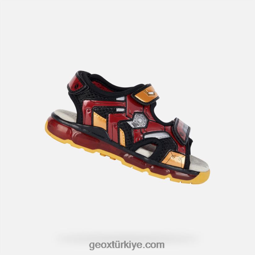 sandalet android genç siyah kırmızı Geox B60TP61049