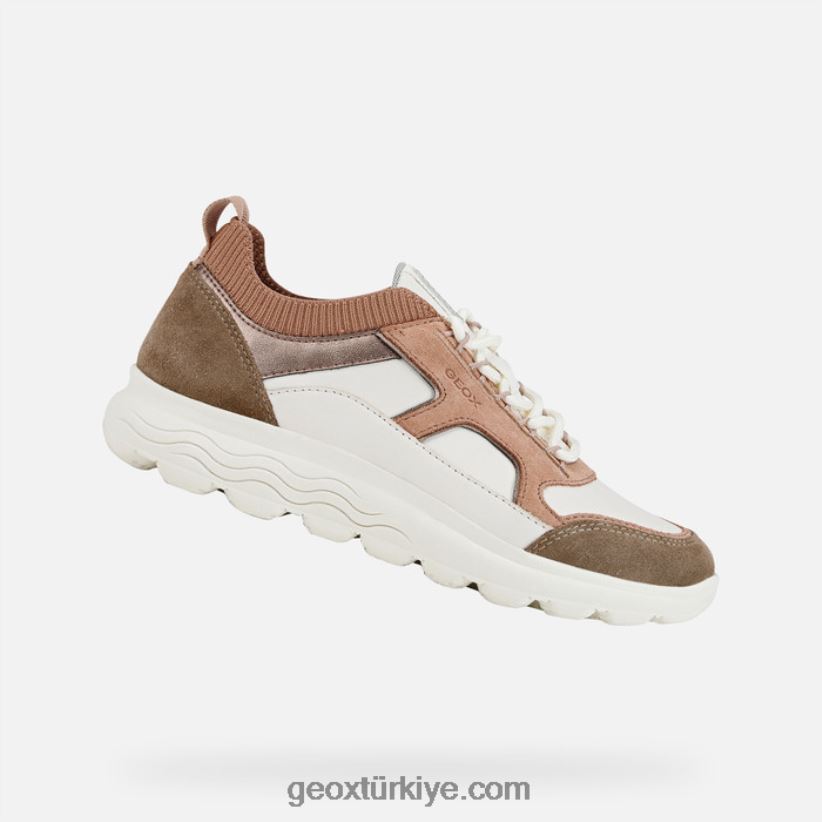 küresel kadın kırık beyaz/koyu gül Geox B60TP6459