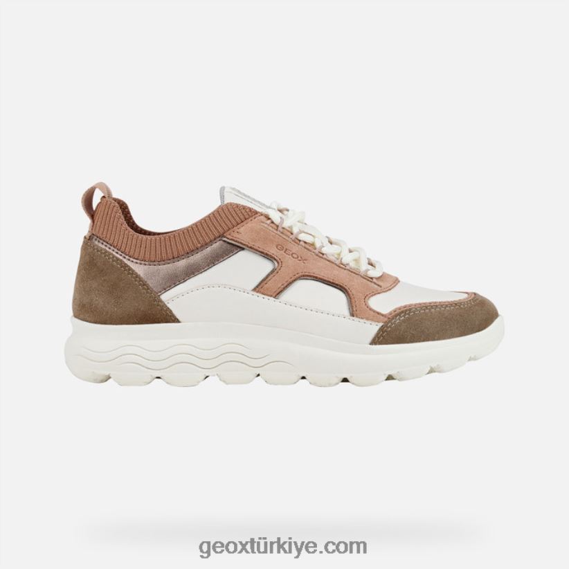 küresel kadın kırık beyaz/koyu gül Geox B60TP6459